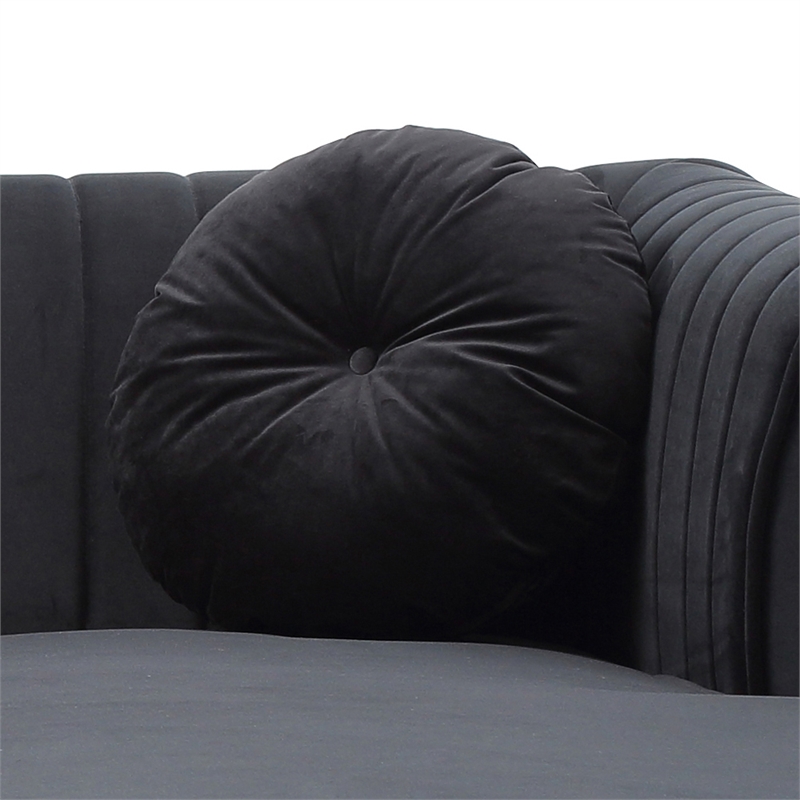 Glory Furniture Delray Velvet Sofa Chaise in Black