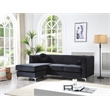 Glory Furniture Delray Velvet Sofa Chaise in Black