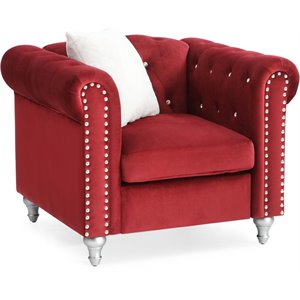 Glory Furniture Raisa Velvet Chair in Burgundy