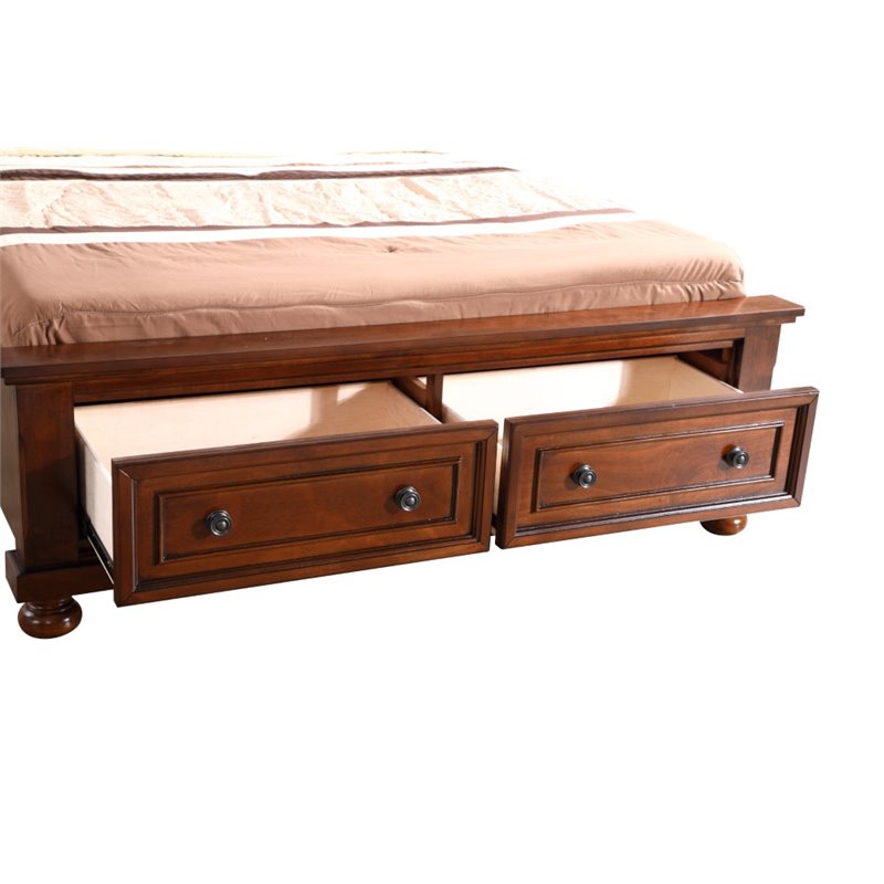 Glory Furniture Meade Transitional Wood Sleigh Full Bed in Cherry