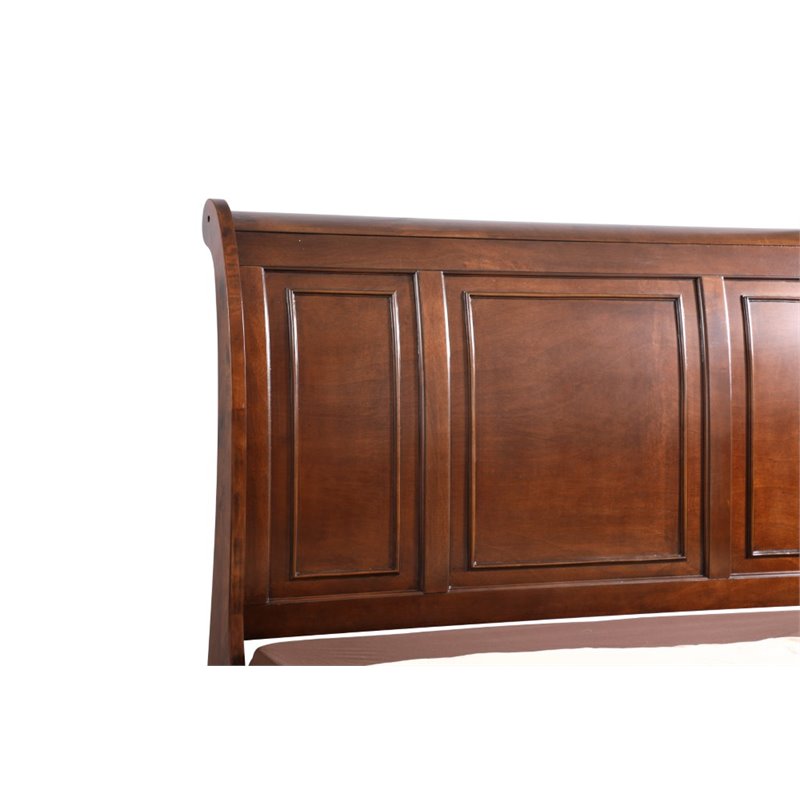 Glory Furniture Meade Transitional Wood Sleigh Full Bed in Cherry