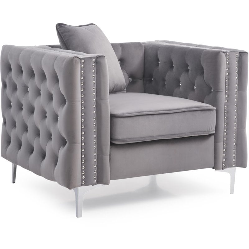 Glory Furniture Paige Velvet Chair in Gray