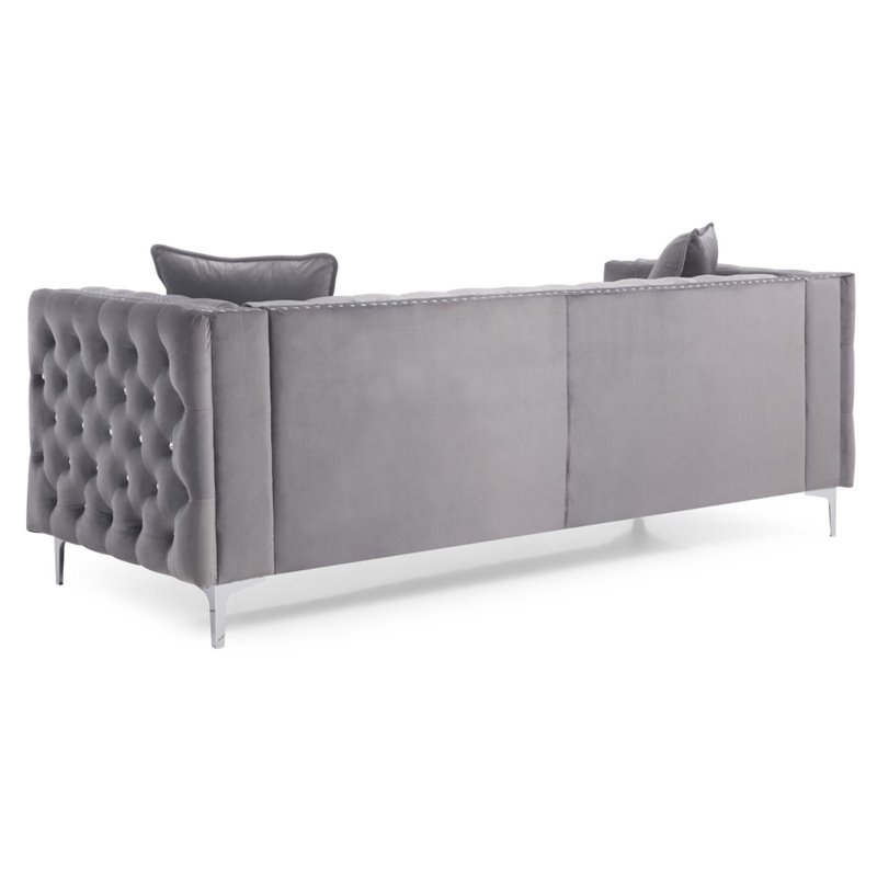 Glory Furniture Paige Velvet Sofa in Gray