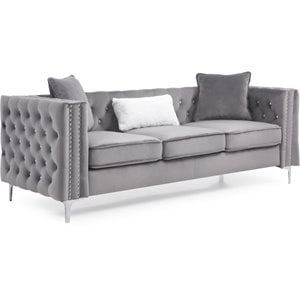 Glory Furniture Paige Velvet Sofa in Gray