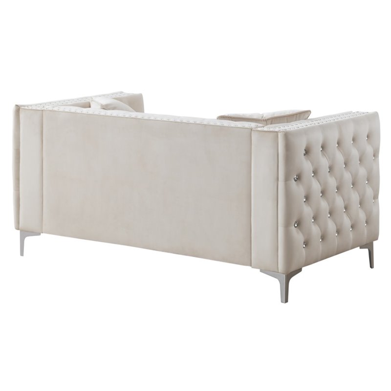 Glory Furniture Paige Velvet Loveseat in Ivory