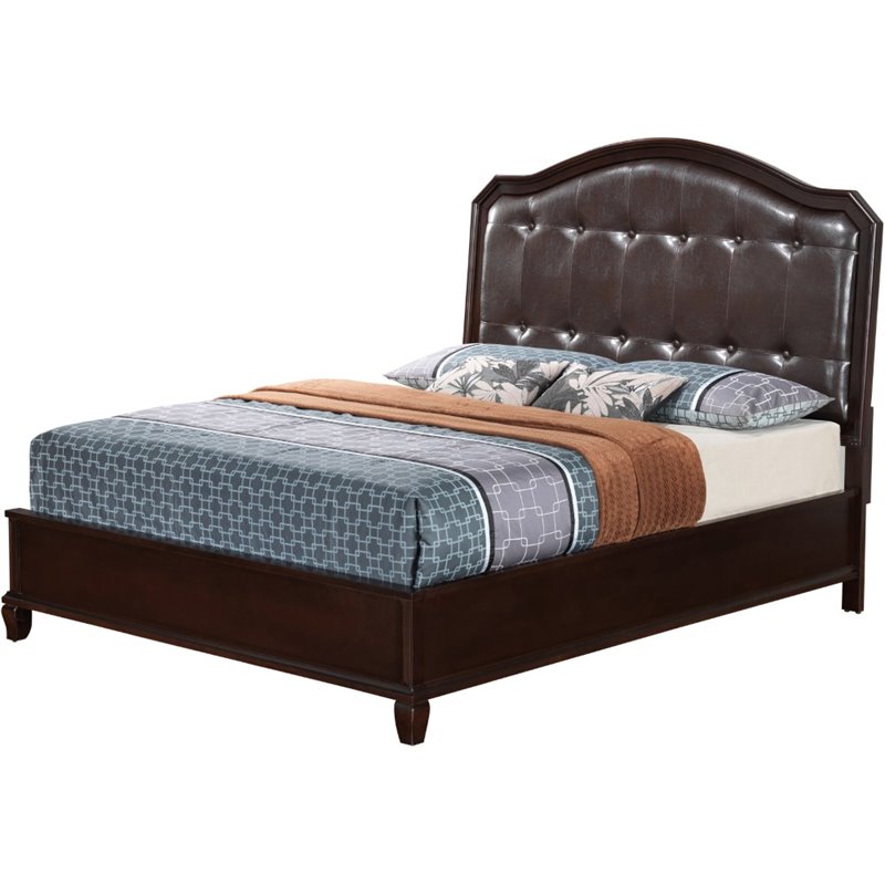Glory Furniture Triton Queen Panel Bed in Cappuccino