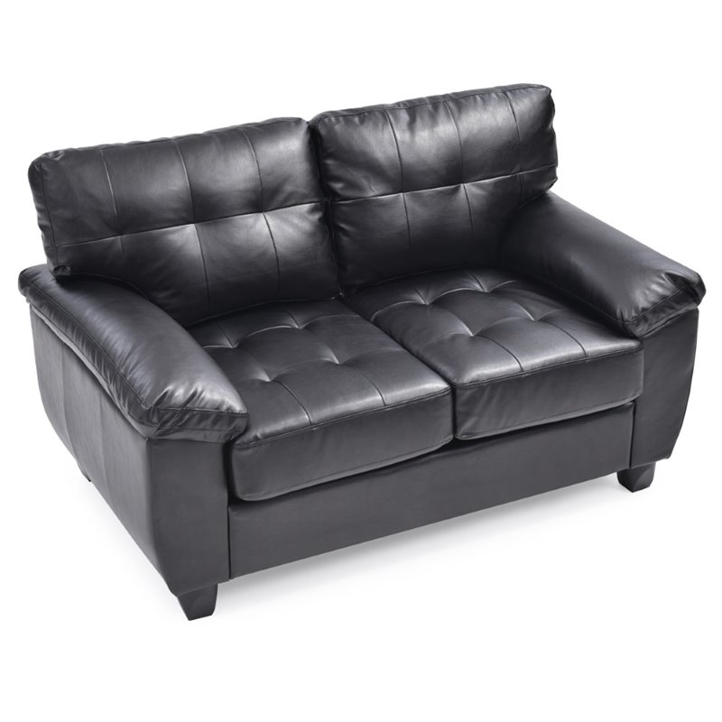 Glory Furniture Gallant Faux Leather Loveseat in Black