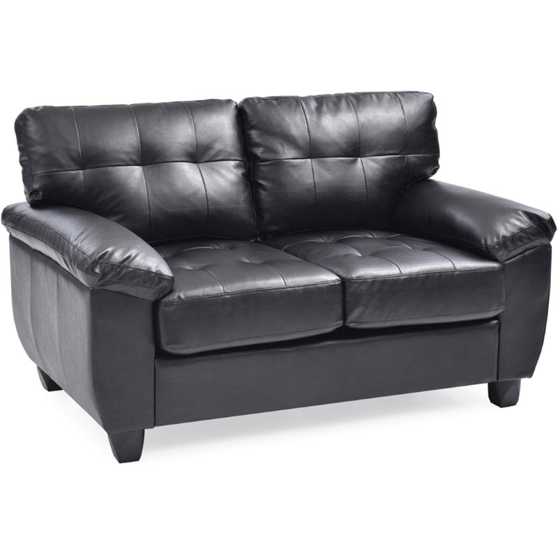 Glory Furniture Gallant Faux Leather Loveseat in Black