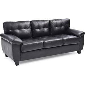 Glory Furniture Gallant Faux Leather Sofa in Black