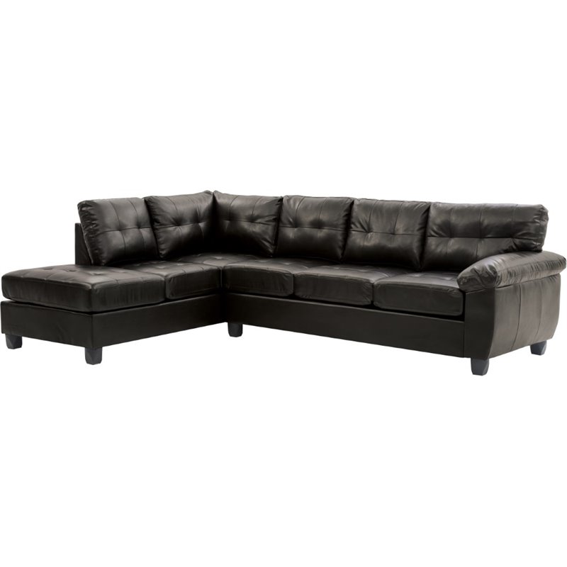 Glory Furniture Gallant Faux Leather Sectional in Black