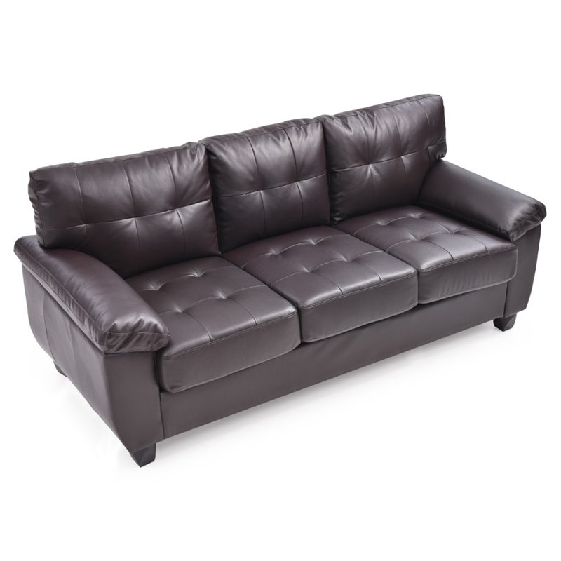 Glory Furniture Gallant Faux Leather Sofa in Cappuccino