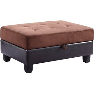 Glory Furniture Gallant Microsuede Ottoman in Chocolate