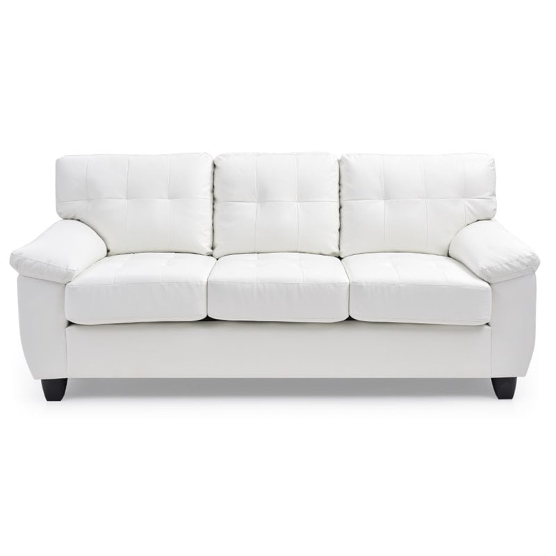Glory Furniture Gallant Faux Leather Sofa in White