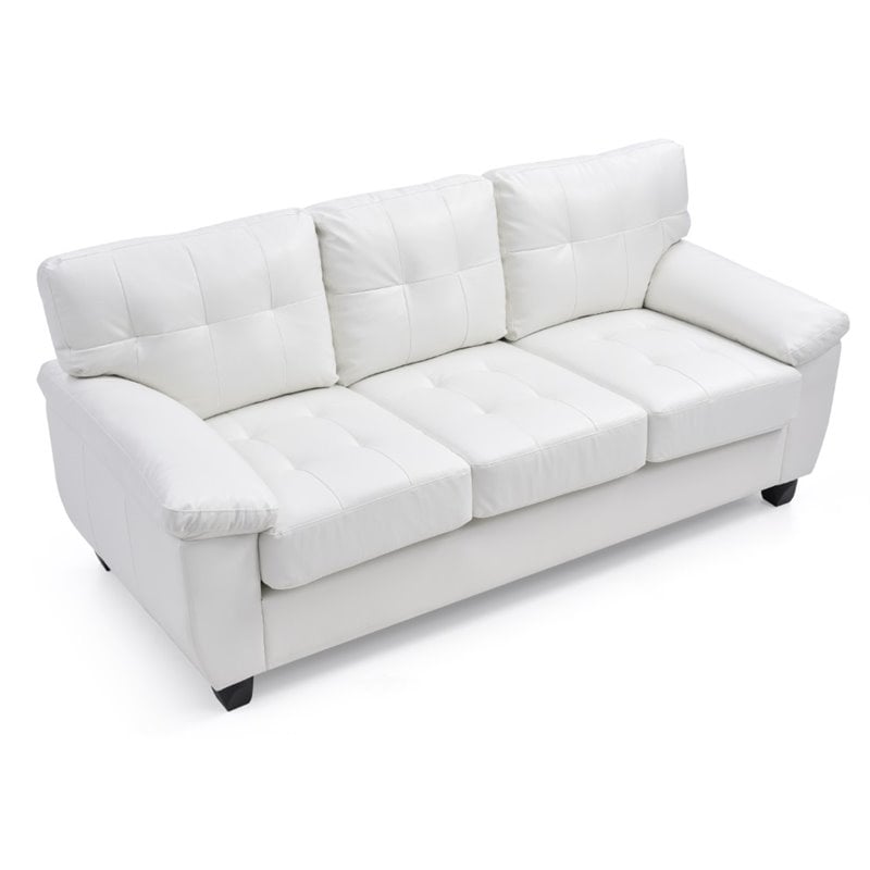 Glory Furniture Gallant Faux Leather Sofa in White