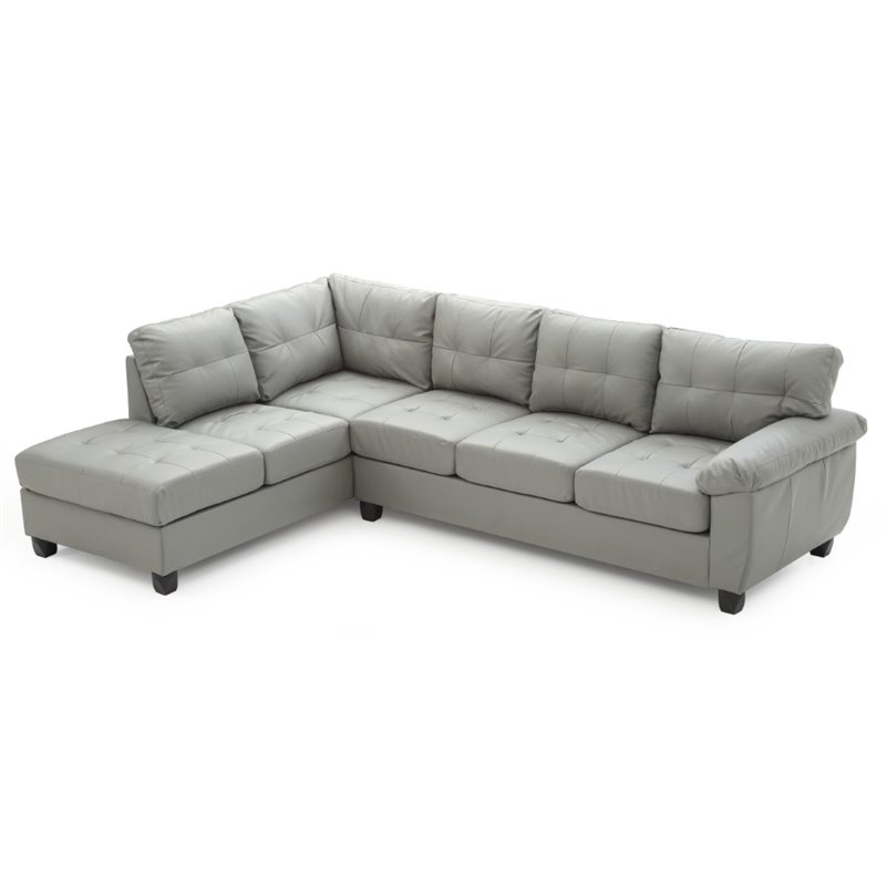 Glory Furniture Gallant Faux Leather Sectional in Gray