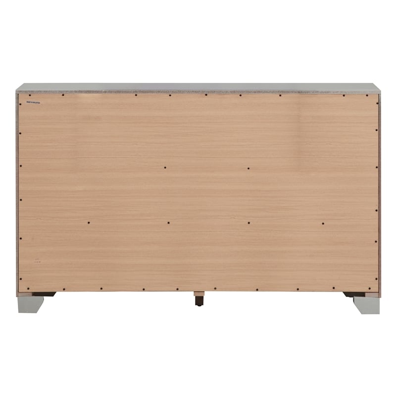 Glory Furniture Madison 6-Drawers Bedroom Dresser in Silver Champagne