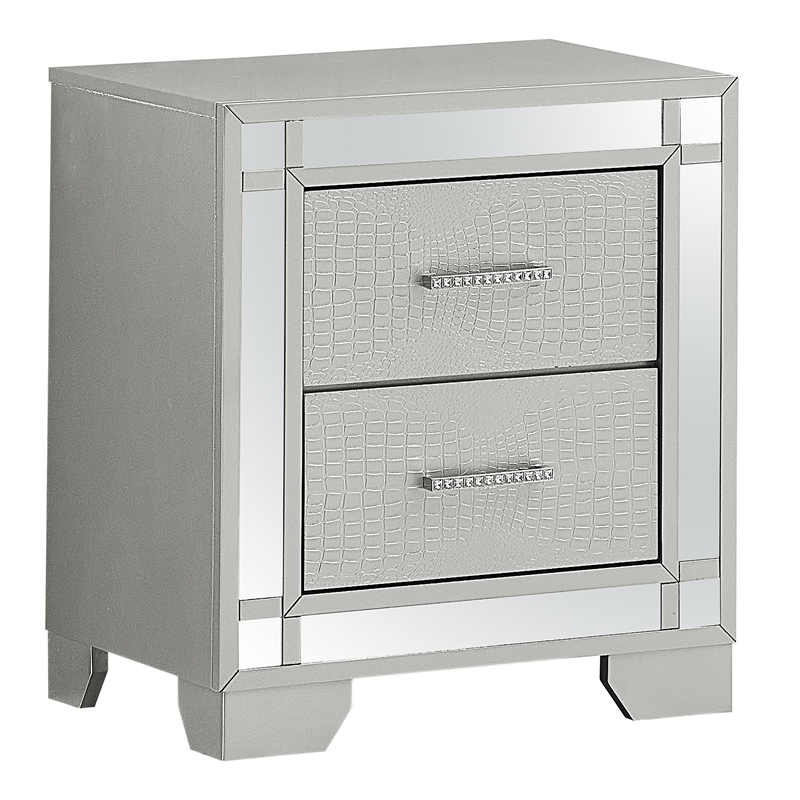 Glory Furniture  2 Drawer Nightstand  Silver Champagne