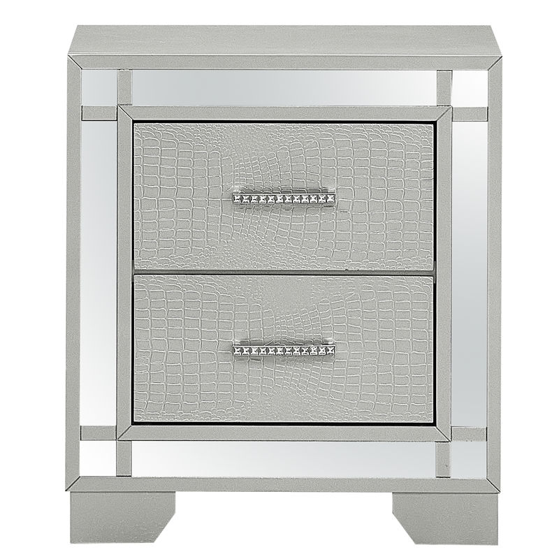 Glory Furniture  2 Drawer Nightstand  Silver Champagne