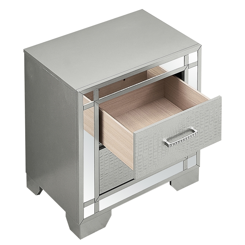 Glory Furniture  2 Drawer Nightstand  Silver Champagne