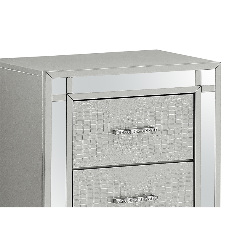 Glory Furniture  2 Drawer Nightstand  Silver Champagne