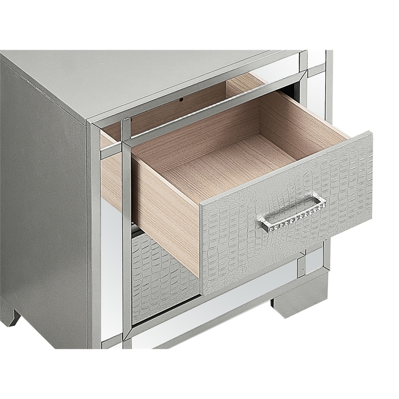 Glory Furniture  2 Drawer Nightstand  Silver Champagne