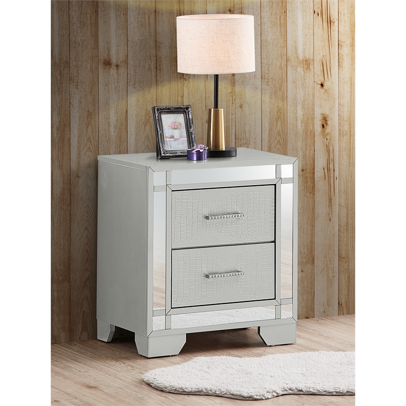 Glory Furniture  2 Drawer Nightstand  Silver Champagne