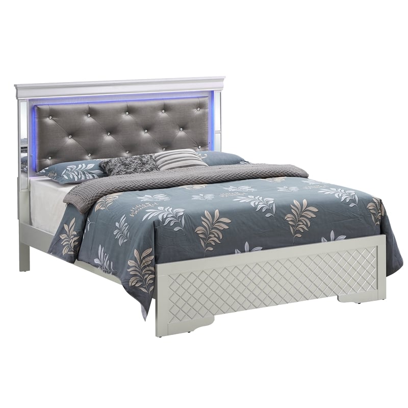 Glory Furniture Verona Wood King Size Bed Silver Champagne