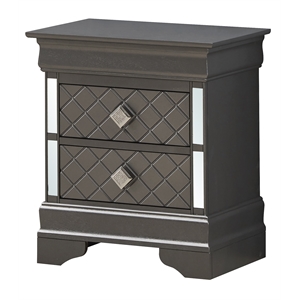 Glory Furniture Verona Wood 2 Drawer Nightstand in Charcoal