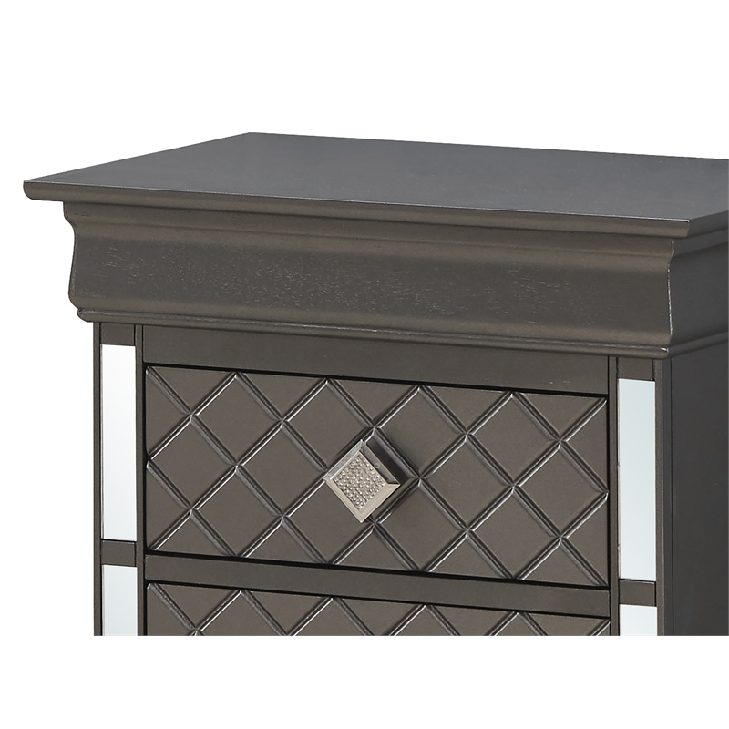 Glory Furniture Verona Wood 2 Drawer Nightstand in Charcoal