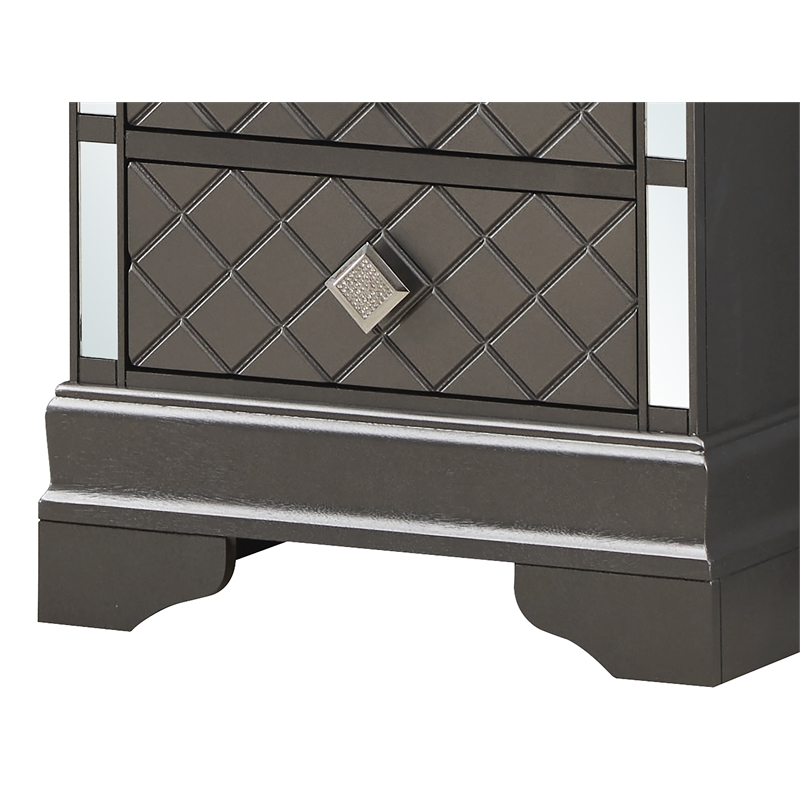 Glory Furniture Verona Wood 2 Drawer Nightstand in Charcoal