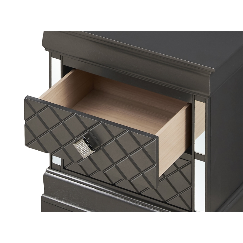 Glory Furniture Verona Wood 2 Drawer Nightstand in Charcoal