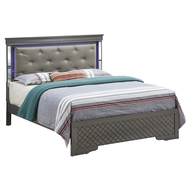 Glory Furniture Verona King Size Bed in Charcoal