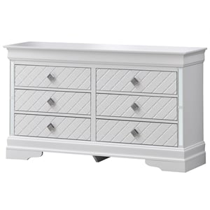 Glory Furniture Verona Wood 6-Drawers Bedroom Chest in White Pearlescent