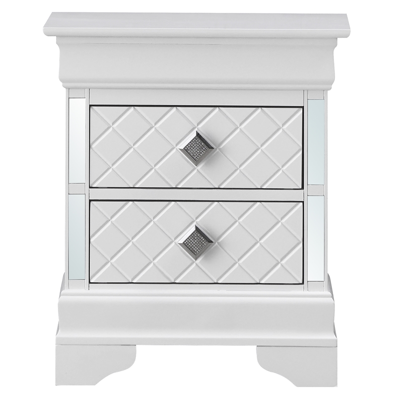 Glory Furniture Verona Wood 2 Drawer Nightstand White