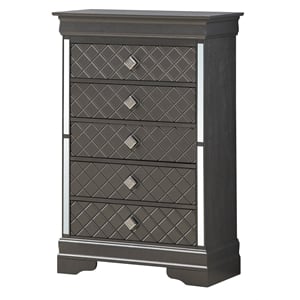 Glory Furniture Verona 5-Drawers Bedroom Chest in Charcoal