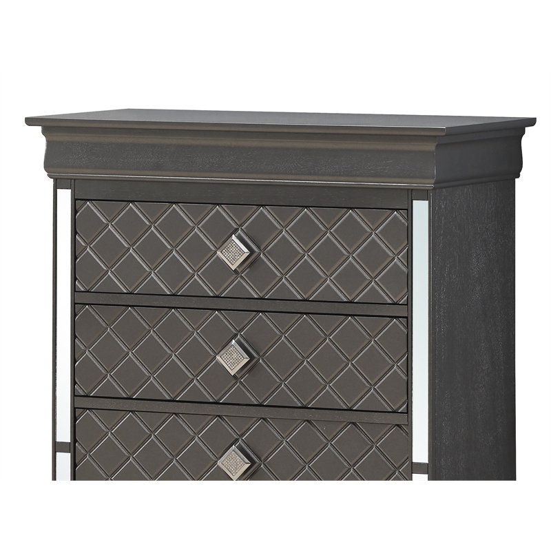 Glory Furniture Verona 5-Drawers Bedroom Chest in Charcoal