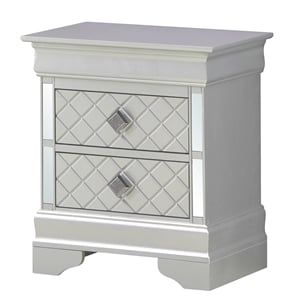 Glory Furniture Verona 2 Drawer Wood Nightstand Silver Champagne