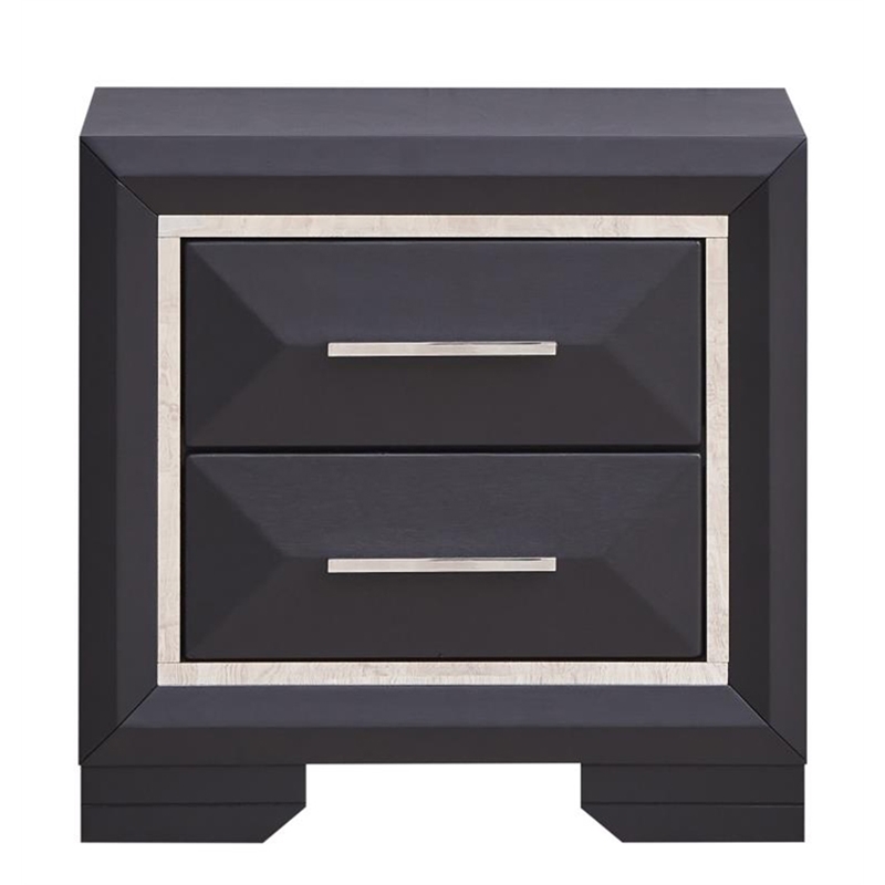 Glory Furniture Liverpool 2-Drawer Contemporary Wood Veneer Nightstand in Black