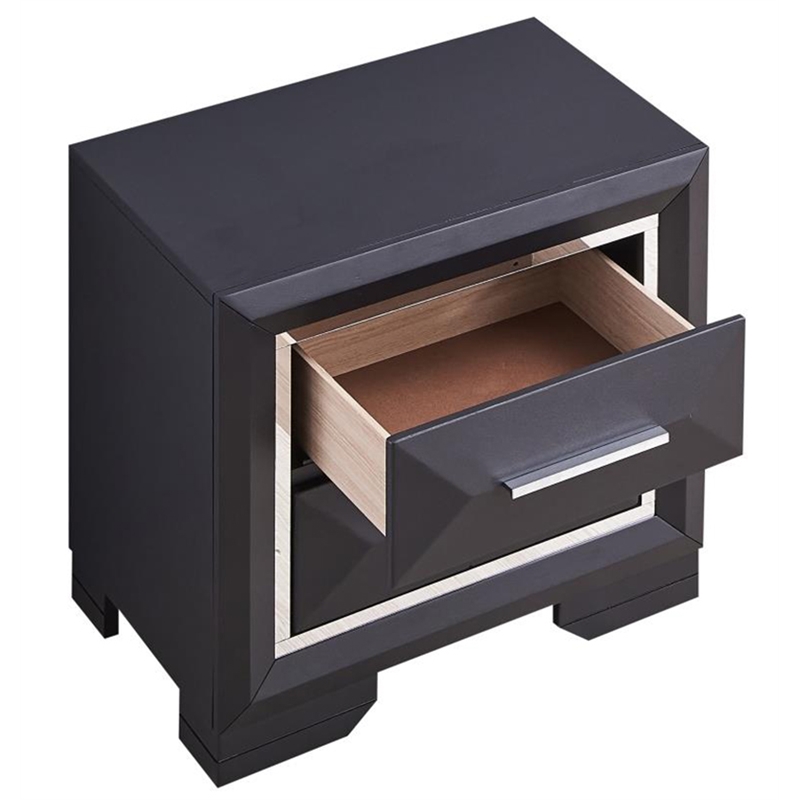 Glory Furniture Liverpool 2-Drawer Contemporary Wood Veneer Nightstand in Black
