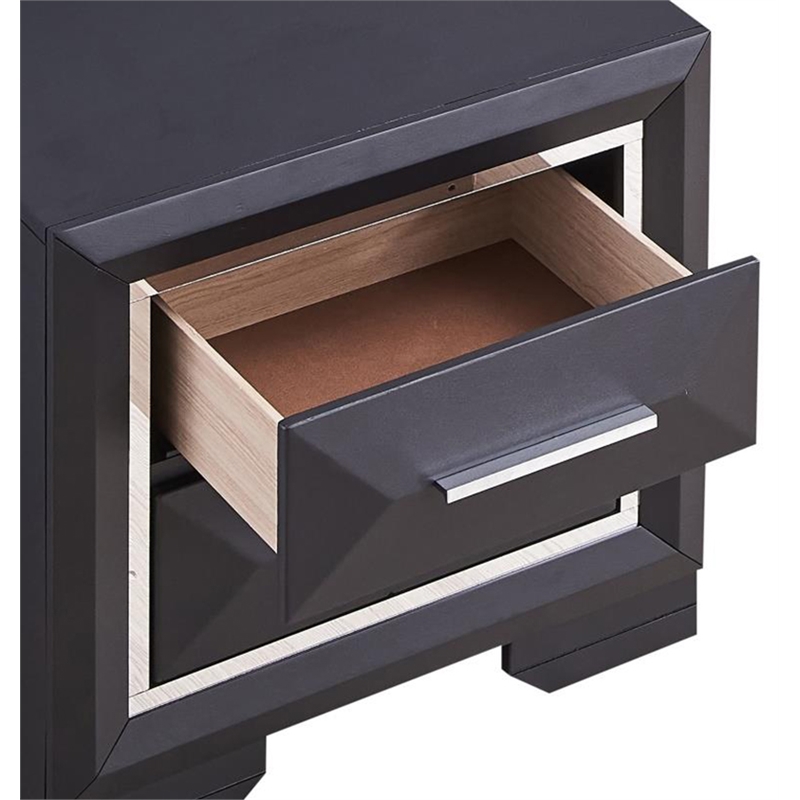 Glory Furniture Liverpool 2-Drawer Contemporary Wood Veneer Nightstand in Black