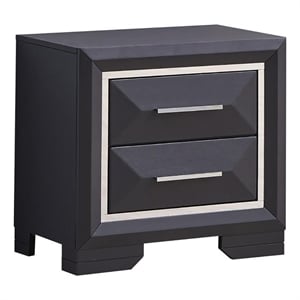 Glory Furniture Liverpool 2-Drawer Contemporary Wood Veneer Nightstand in Black