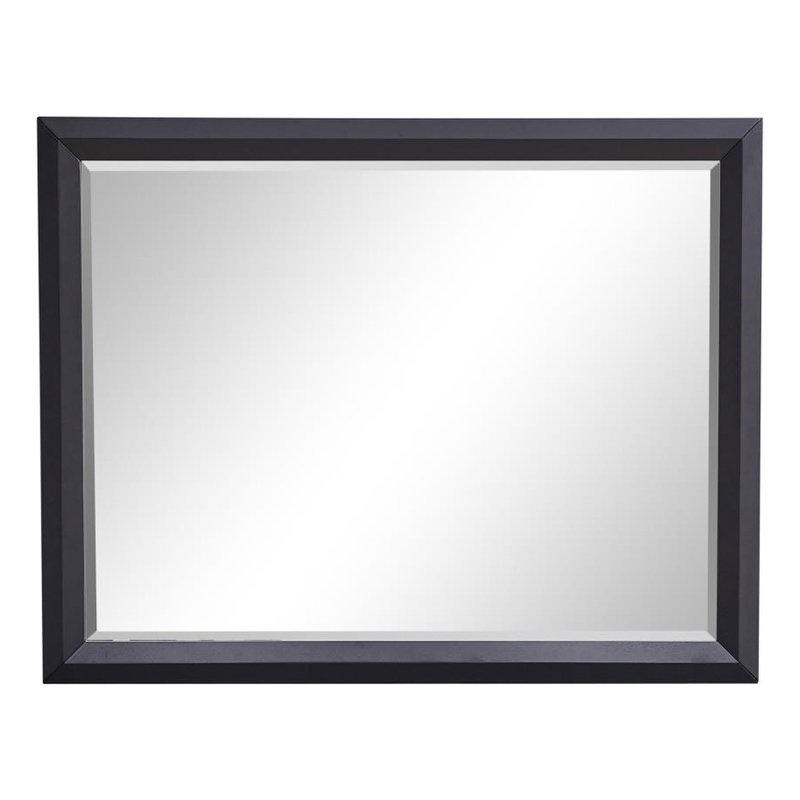Glory Furniture Liverpool Contemporary Wood Veneer & Glass Mirror in Black