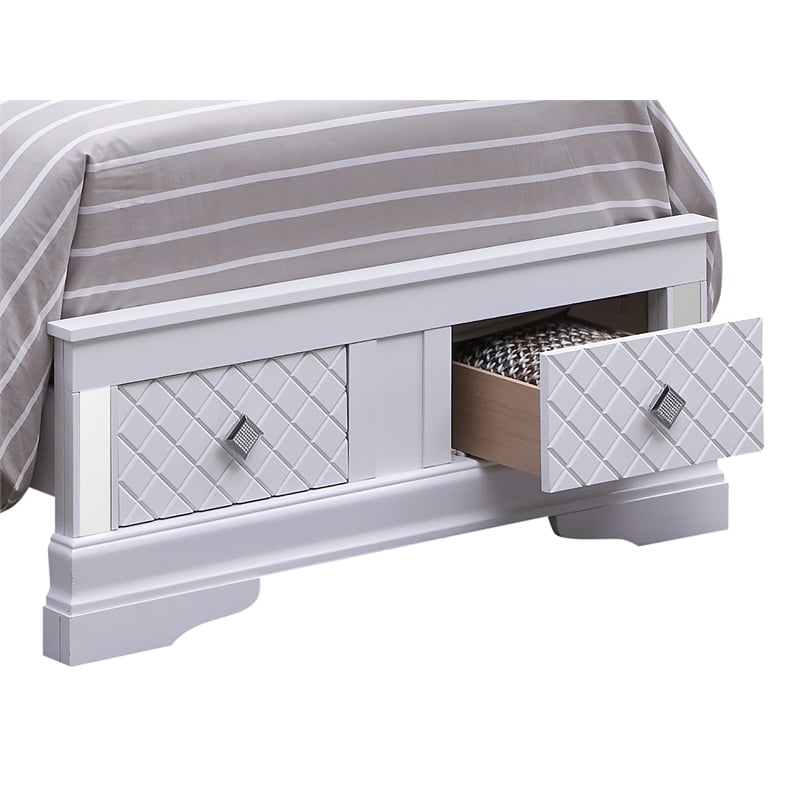 Glory Furniture Verona Twin Size Storage Bed in White Pearlescent