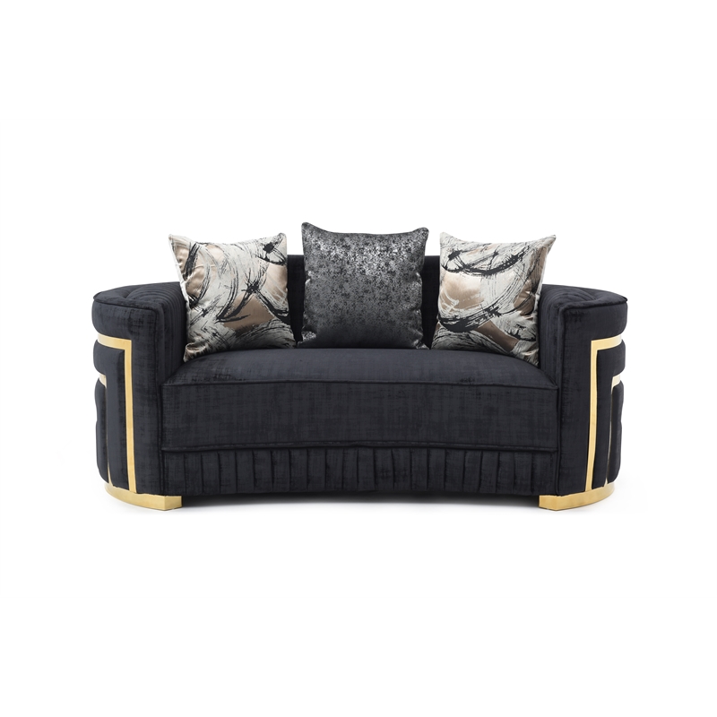 Glory Furniture Soledad Loveseat with Back Pillows in Black
