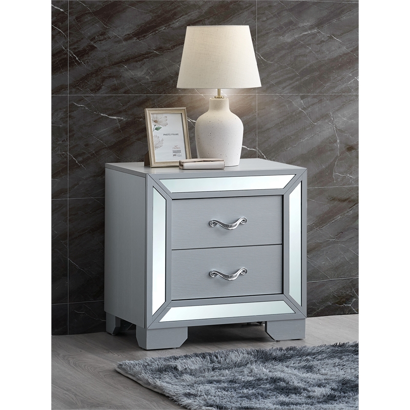 Glory Furniture Murry G004800-N Contemporary Nightstand  Silver