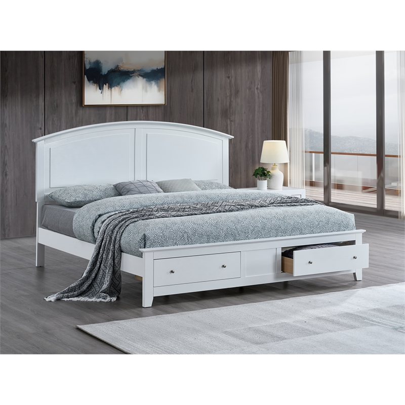 Glory Furniture Hammond 2-Drawers Queen Storage Bed in White
