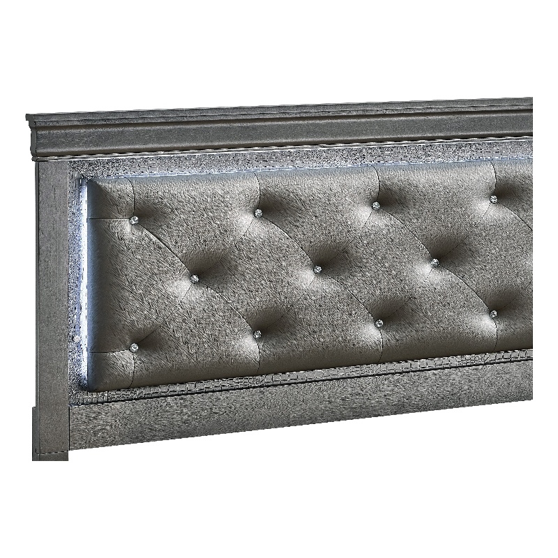 Glory Furniture Lorana Faux Leather Upholstered King Storage Bed Gunmetal Gray