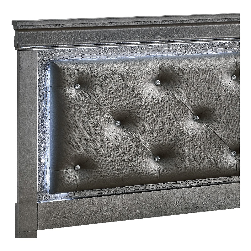 Glory Furniture Lorana Faux Leather Upholstered Twin Storage Bed Gunmetal Gray