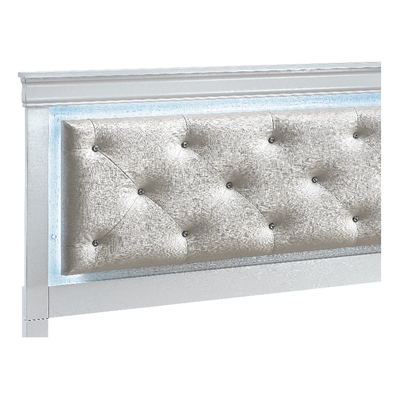 Glory Furniture Lorana Faux Leather Upholstered King Storage Bed Sparkling White