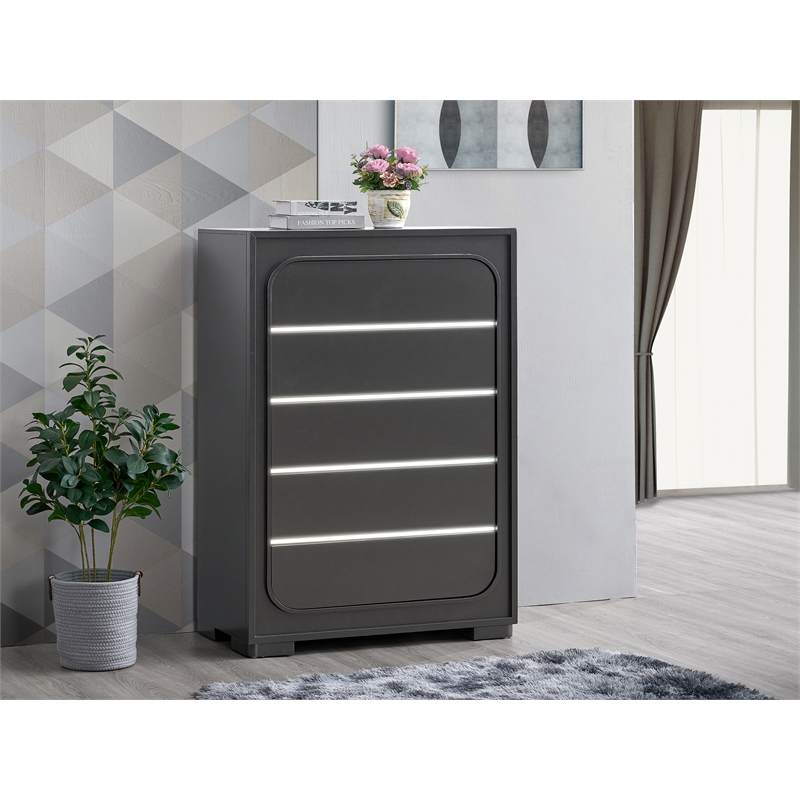 Glory Furniture Wave 5-Drawers Wood Bedroom Chest in Wenge